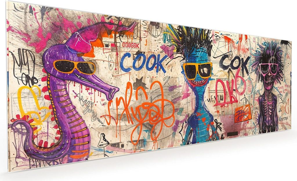 Küchenrückwand Spritzschutz Glas mit Motiv Graffiti Tiere 40 x 40 cm
