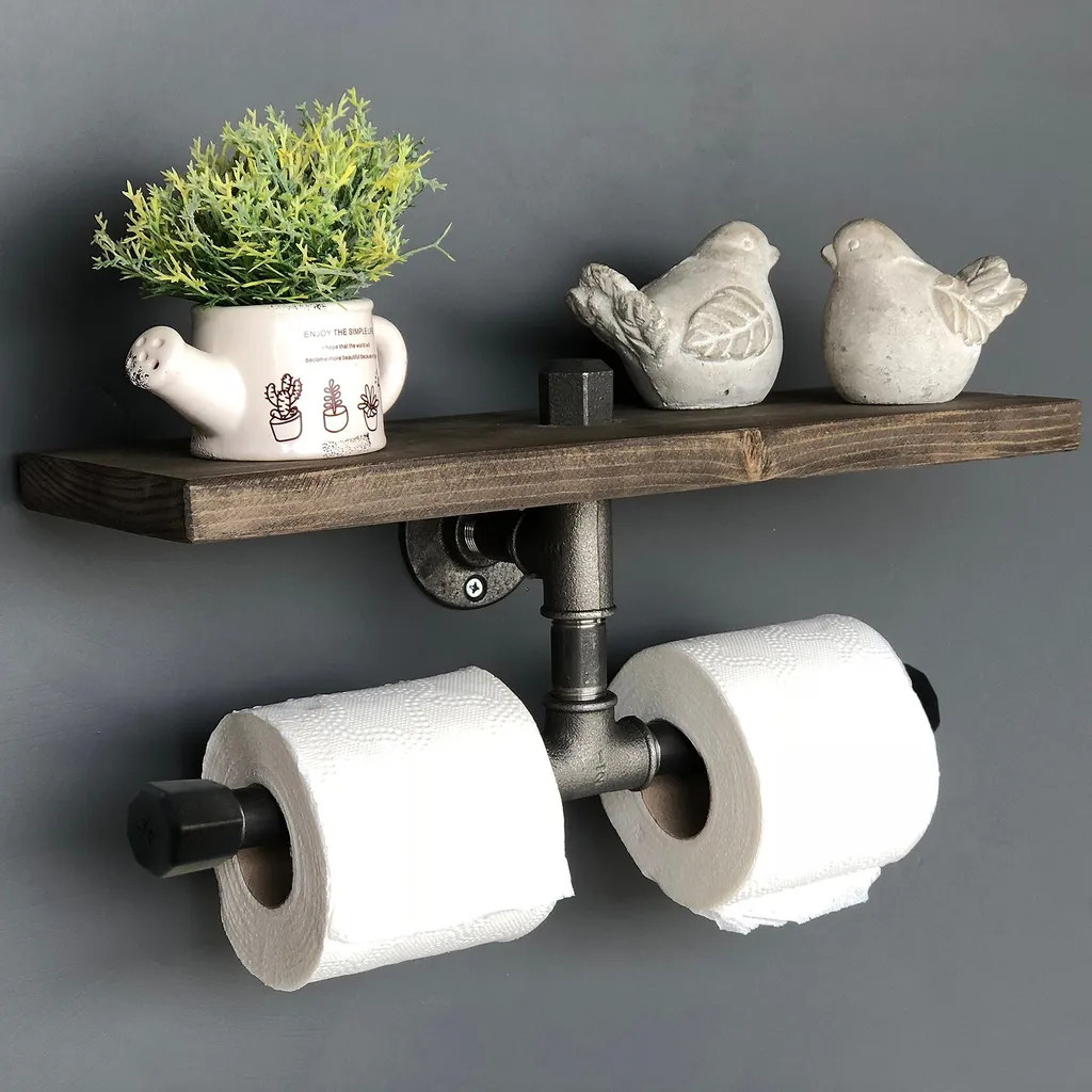 Étagère Murale Industrielle en Bois Naturel et Métal Noir Skye Decor