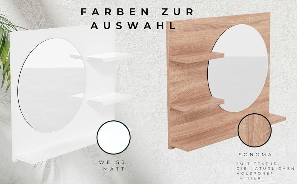Nástěnné zrcadlo 60 cm x 50 cm Koupelnové zrcadlo s Obrázek produktu 4
