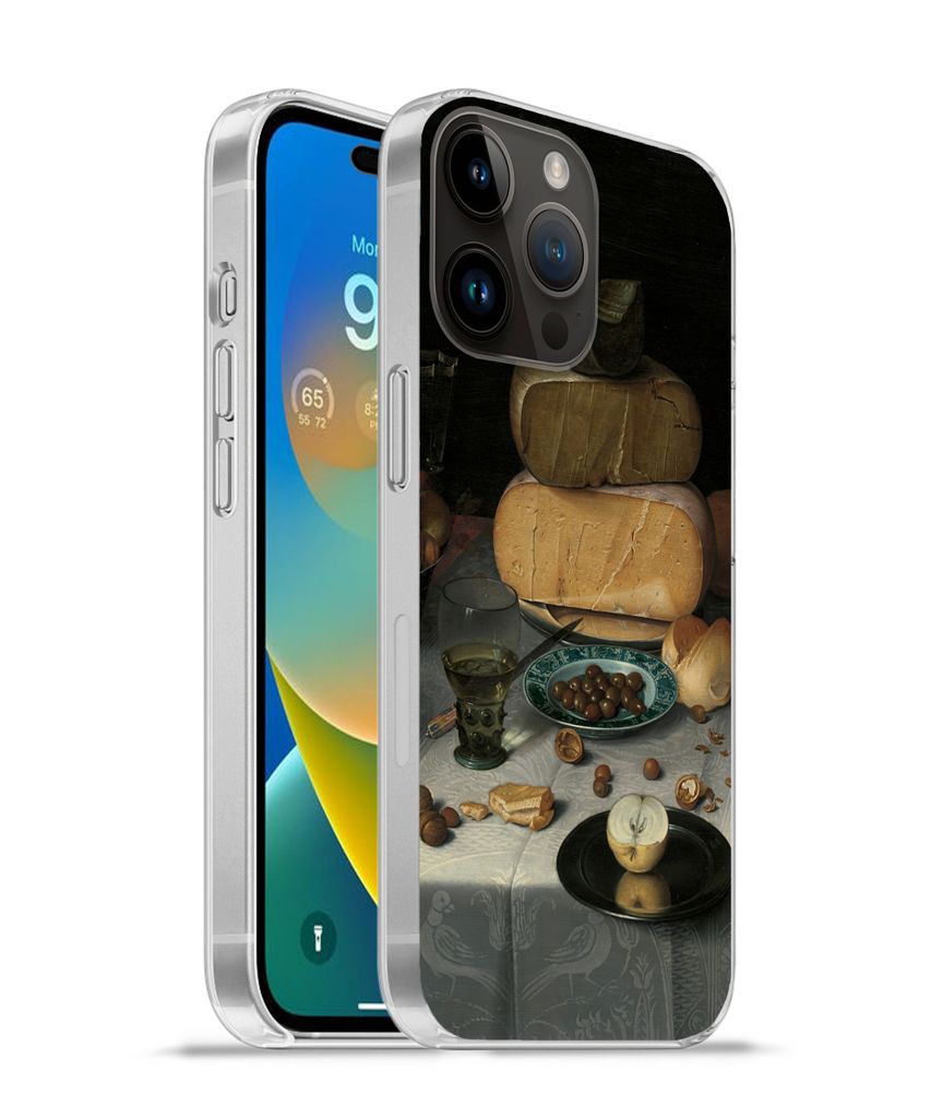MuchoWow Handyhülle Schutzhülle Hülle für Apple iPhone 14 Pro - Softcase Stilleben mit Käse - Gemälde von Floris Claesz. van Dijck Silikon ...
