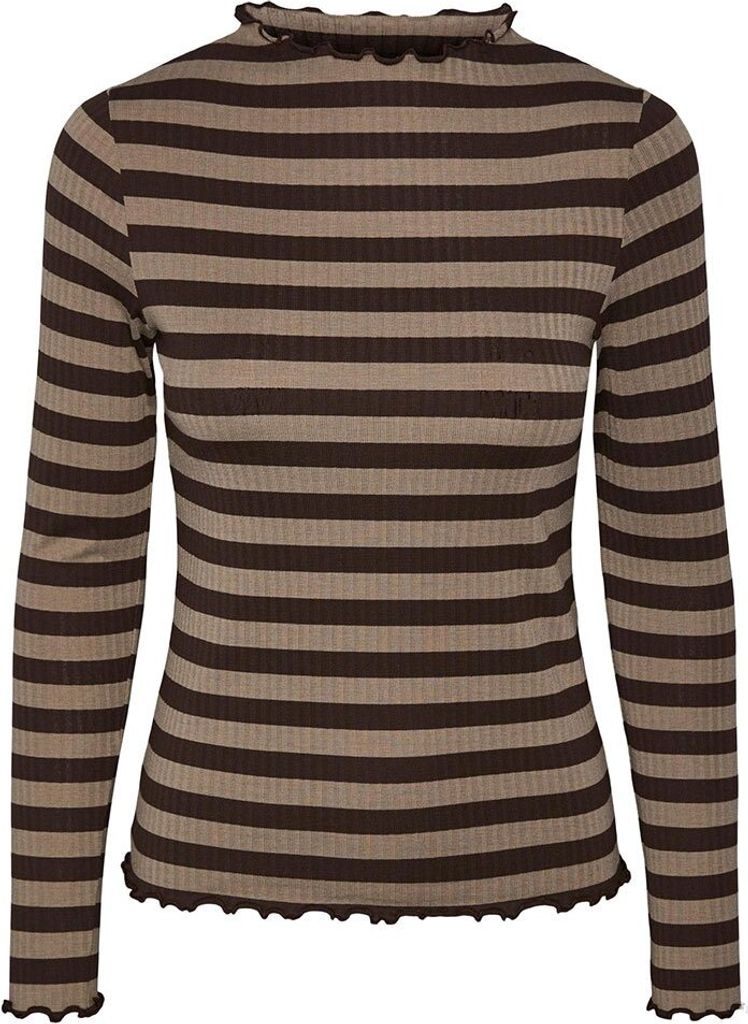 Pieces Laya Langarm-t-shirt Mit Stehkragen Braun XS Frau Braun XS