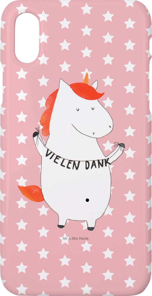 Mr. & Mrs. Panda Iphone 10 Handyhülle Einhorn Dankeschön - Rot Pastell - Geschenk, Vielen Dank, Hülle, X, Unicorn, Einhörner, Danksagung, Cover...