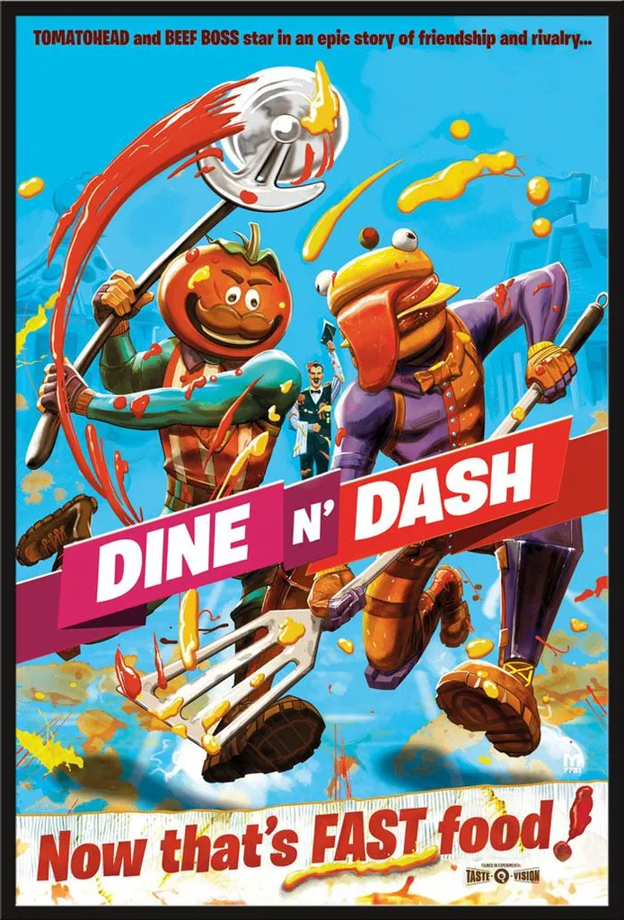 Affiche Fortnite Dine n Dash en Cadre Shinsuke Noir avec Vitre Acrylique