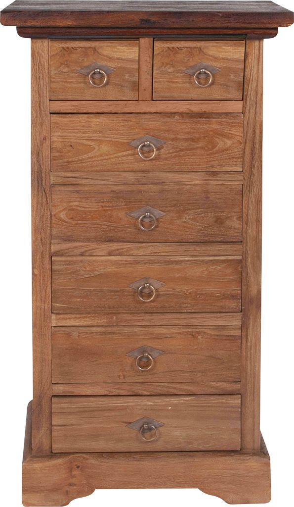 SIT Möbel Kommode | 7 Schubladen | recyceltes Teakholz natur | Platte kolonialfarbig | B 53 x T 36 x H 100 cm | 06210-34 | Serie SEADRIFT