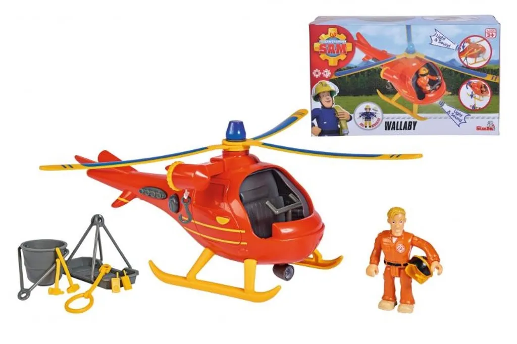 Hélicoptère du pompier Sam avec figurine et treuil de secours sonore