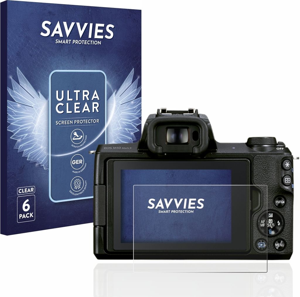 6x Für Canon EOS M50 Mark II Schutzfolie Savvies Displayschutz Display Schutz Folie Klar Transparent