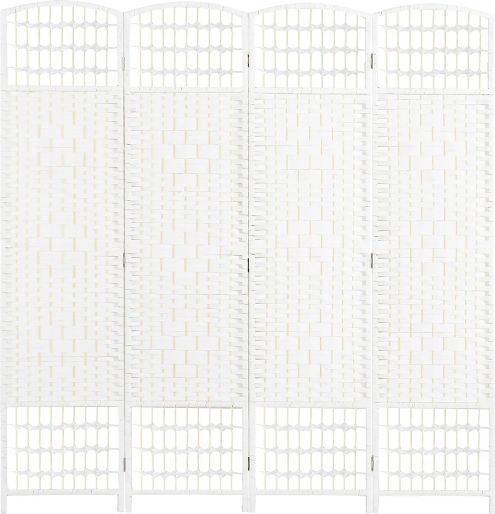 HOMCOM Paravent en bois 160 x 170 cm séparateur de pièce blanc 4 volets
