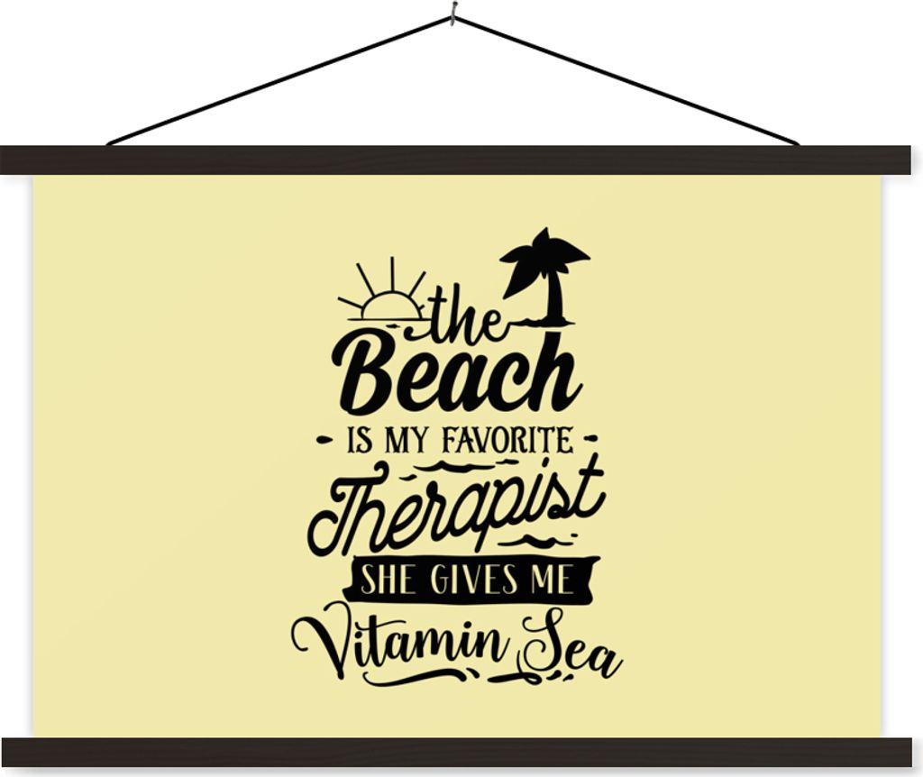MuchoWow Textilposter Sommer - Sprichwörter - Gelb 90x60 cm mit schwarzem Rahmen - Aufhängungssatz
