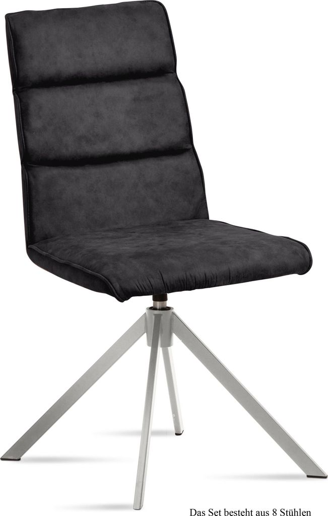 Esszimmerstuhl drehbar (8er-Set) Dulcea 47x92x60 Edelstahl/Anthrazit