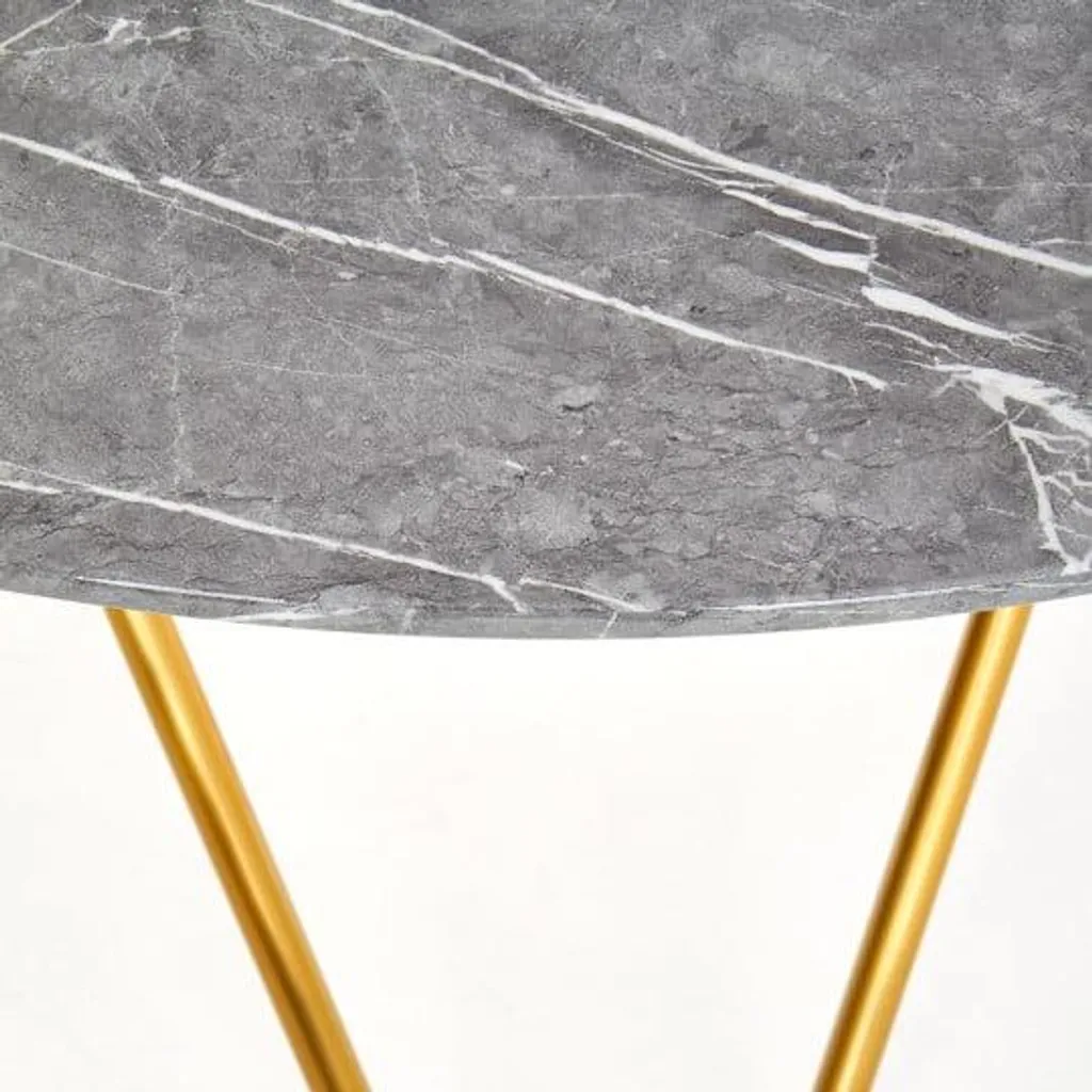 Table ronde Bonello plateau effet marbre et pied central métal robuste
