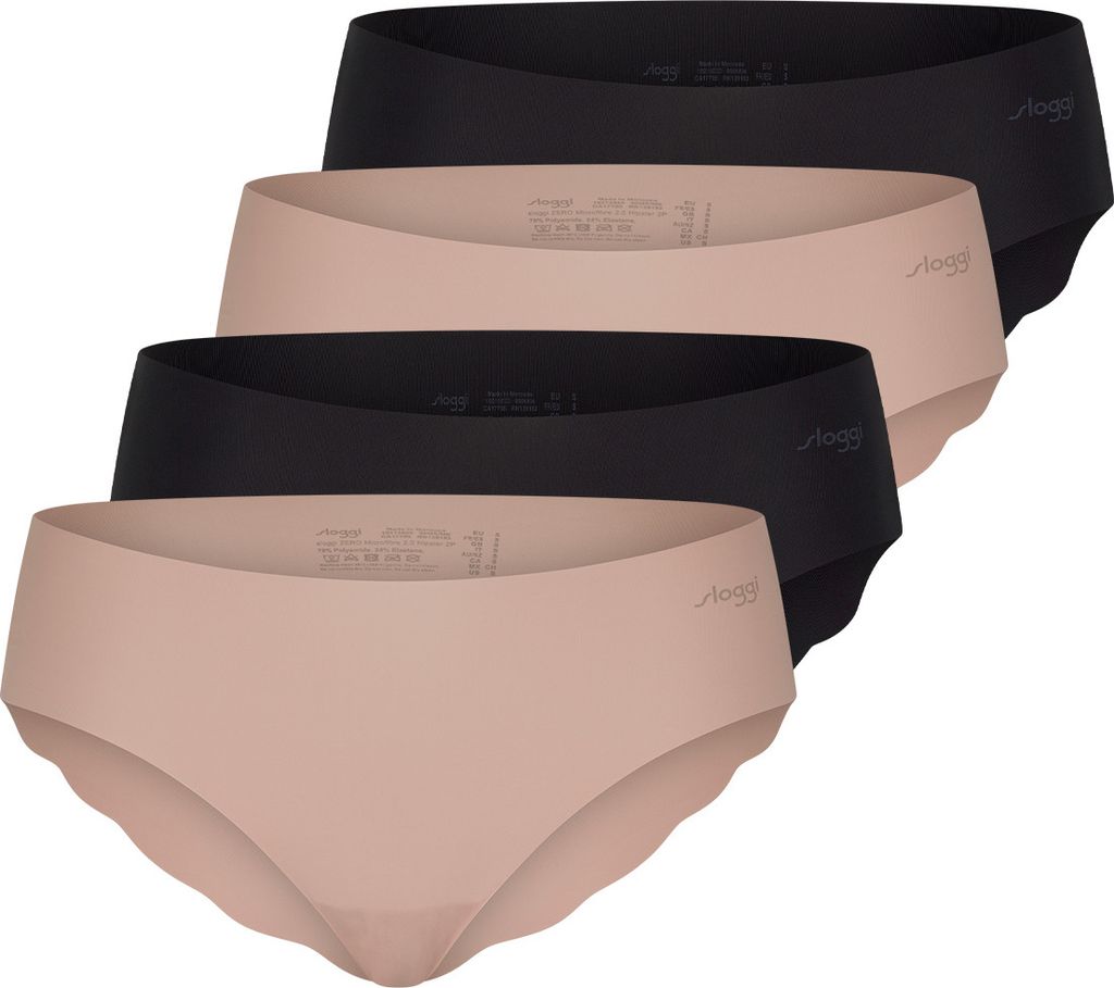 sloggi 4er Pack ZERO Microfibre 2.0 Hipster Kein Abzeichnen unter Kleidung, Weich und leicht, Aus recycelten Materialien