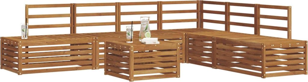 "Rabatt 2026"Outdoor-Sofagarnitur 7 Stück Natur Massivholz Akazie - Gartensofas GermanyMöbel92991