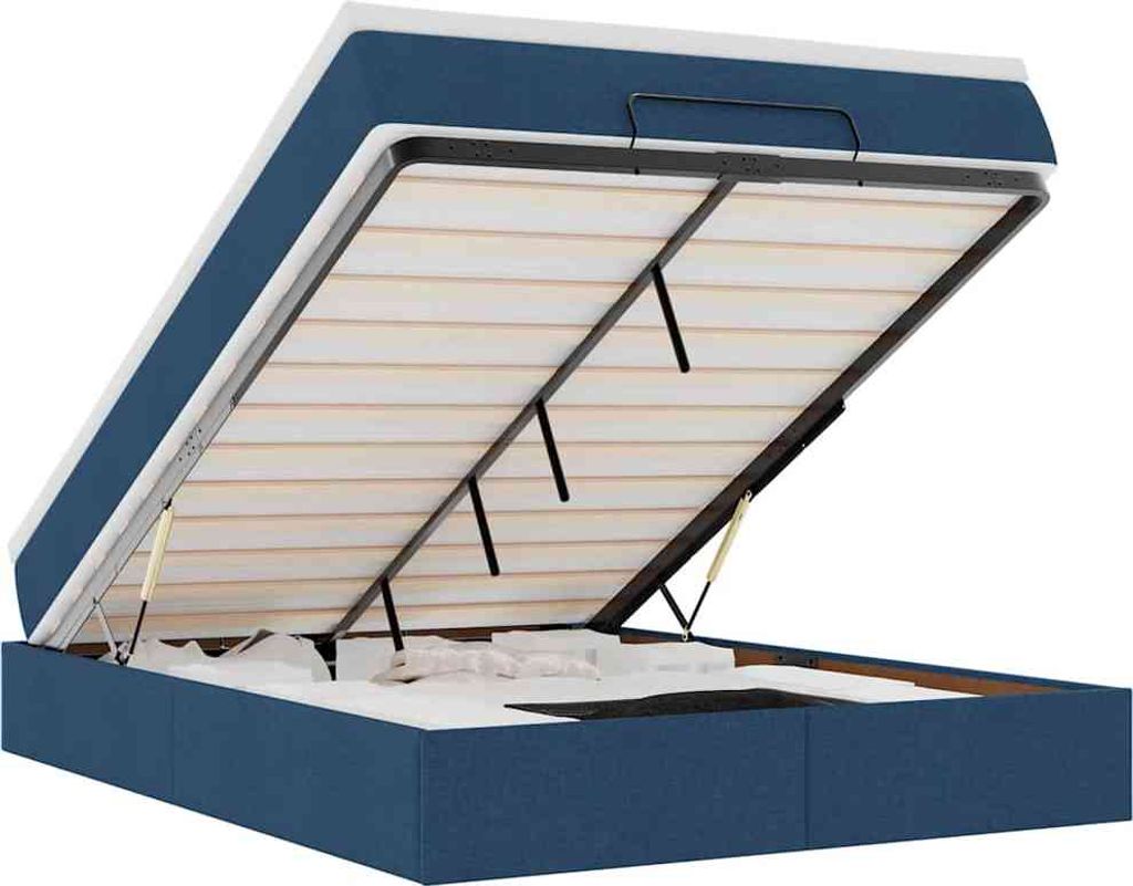 vidaXL Ottoman-Bett mit Matratze Blau 140x200 cm Stoff