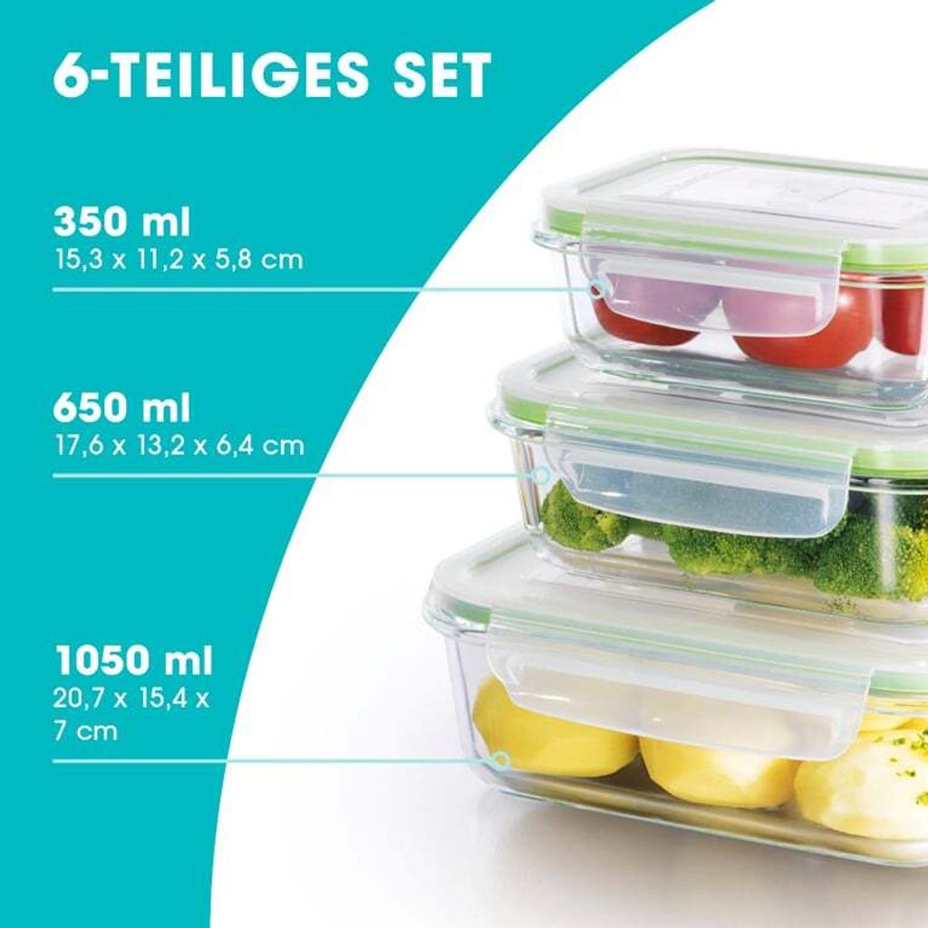 GOURMETmaxx Glas Frischhaltedosen Klick-it 4er Set geeignet Produktbild 3