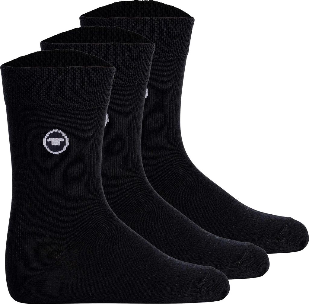 TOM TAILOR Uni Kinder Socken, 3er Pack - Strümpfe, Baumwolle, Logo, einfarbig Schwarz 35-38