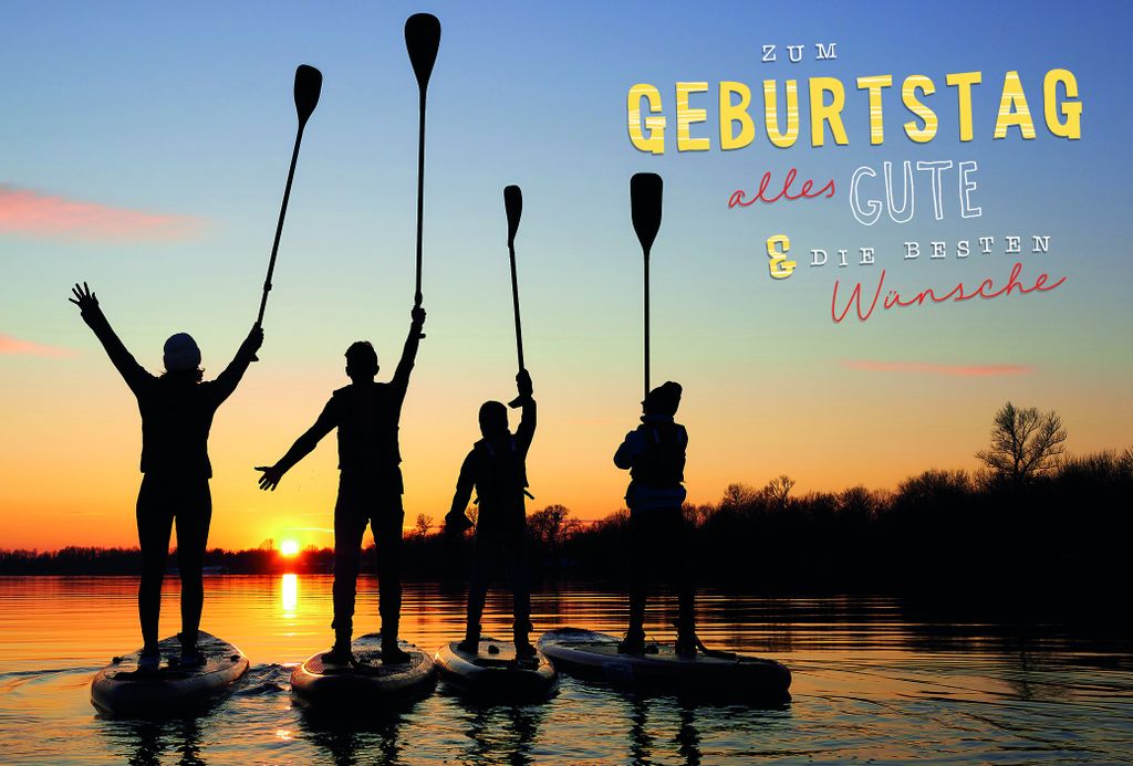 Geburtstag  Karte mit Briefumschlag Stand-Up Padel, Kajak, Produktbild 