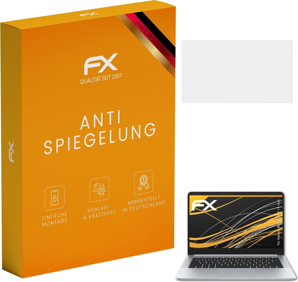 atFoliX 4061186227724, Laptop Bildschirmschutz, Transparent, Huawei, MateBook D 14", Anti-Glare Bildschirmschutz, Kratzresistent