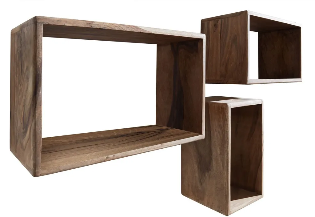 Étagère Murale Déco Salon et Bureau - Set de 3 Supports Bois 45x20 cm