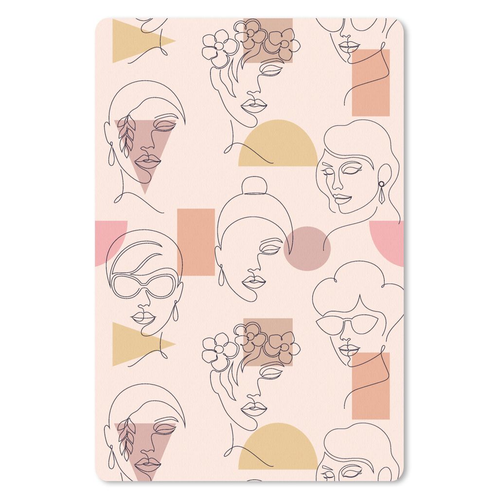 MuchoWow Mauspad Mousepad Strichzeichnungen - Gesicht - Frauen - Muster 18x27 cm - Mousepads - Maus Mat - Pad - Mausunterlage