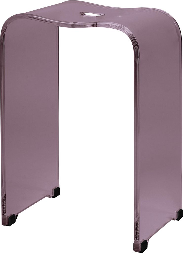 A transparent mauve acrylic stool.