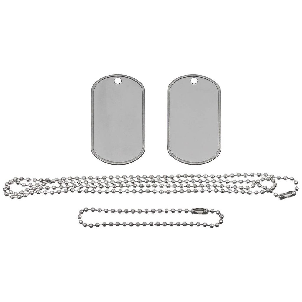 MFH Dog-Tags Hundeerkennungsmarken aus mattem Edelstahl und einer Edelstahlkette