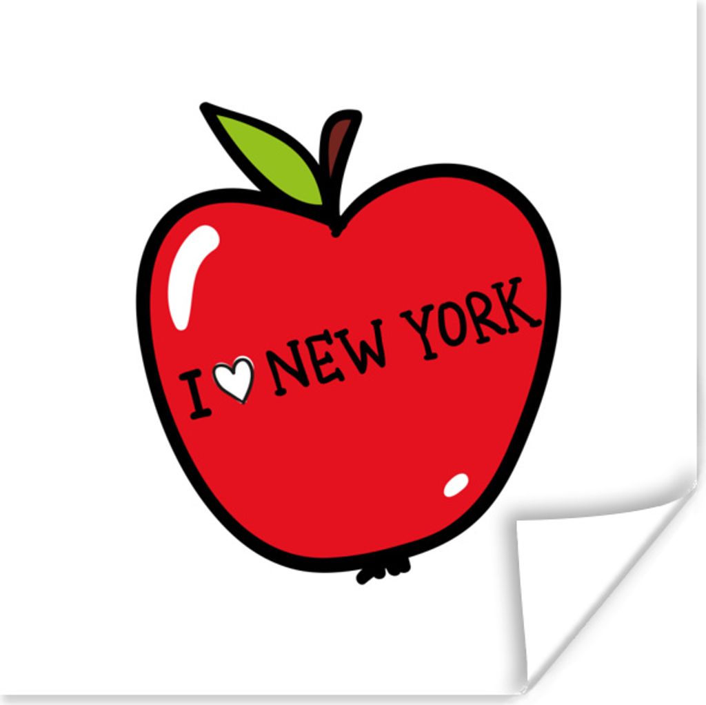 MuchoWow Poster New York - Rot - Apfel 50x50 cm - Wohnzimmerdekoration