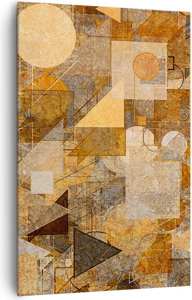 Bild auf Leinwand - Leinwandbild - Einteilig - Abstraktion Figuren Geometrisch - 80x120cm - Wand Bild - Wandbilder - Leinwanddruck - Wanddekoration...