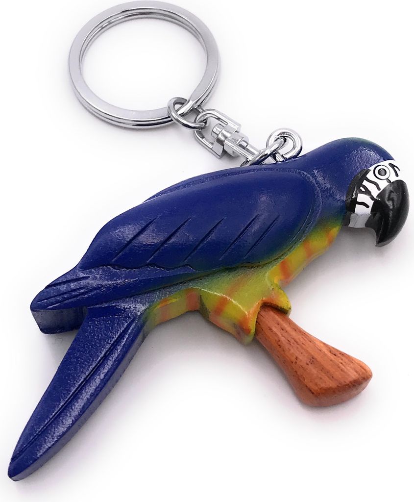 Onwomania Schlüsselanhänger aus Holz Papagei Nymphensittich blau Sittich Vogel Zuchtvogel Kakadu Anhänger Charm