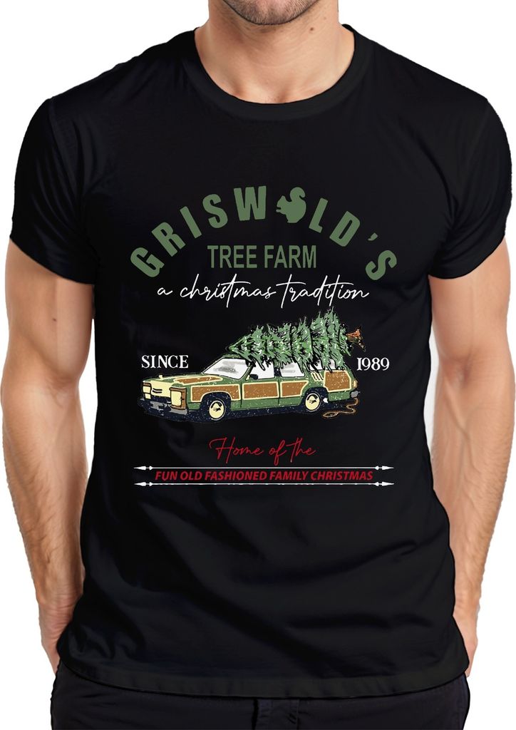 Griswold's Tree Farm Family Christmas - Weihnachten Xmas Herren T-Shirt, Schwarz, L