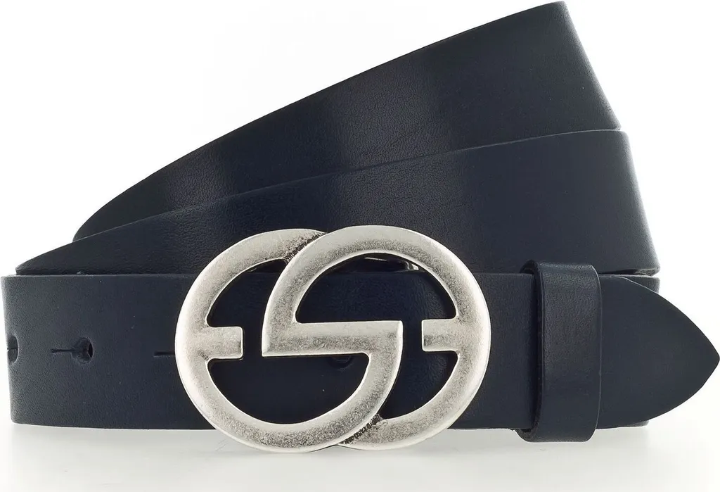 Vanzetti Pelle cintura Full Leather Buckel Belt W100 Navy blu scuro