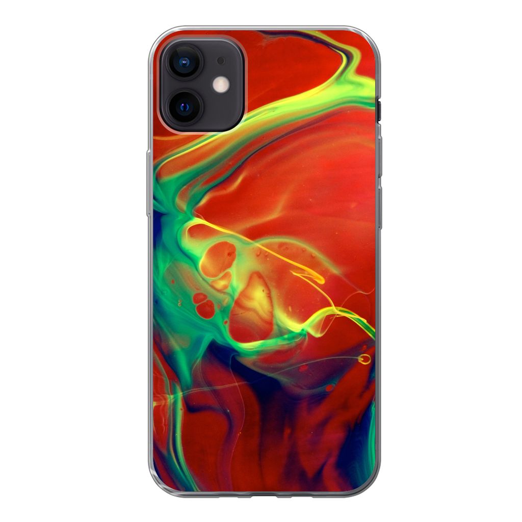 MuchoWow Handyhülle Schutzhülle Hülle für iPhone 12 mini Kunst - Tinte - Farben - Psychedelisch Silikon Softcase Handy Hülle - Bild