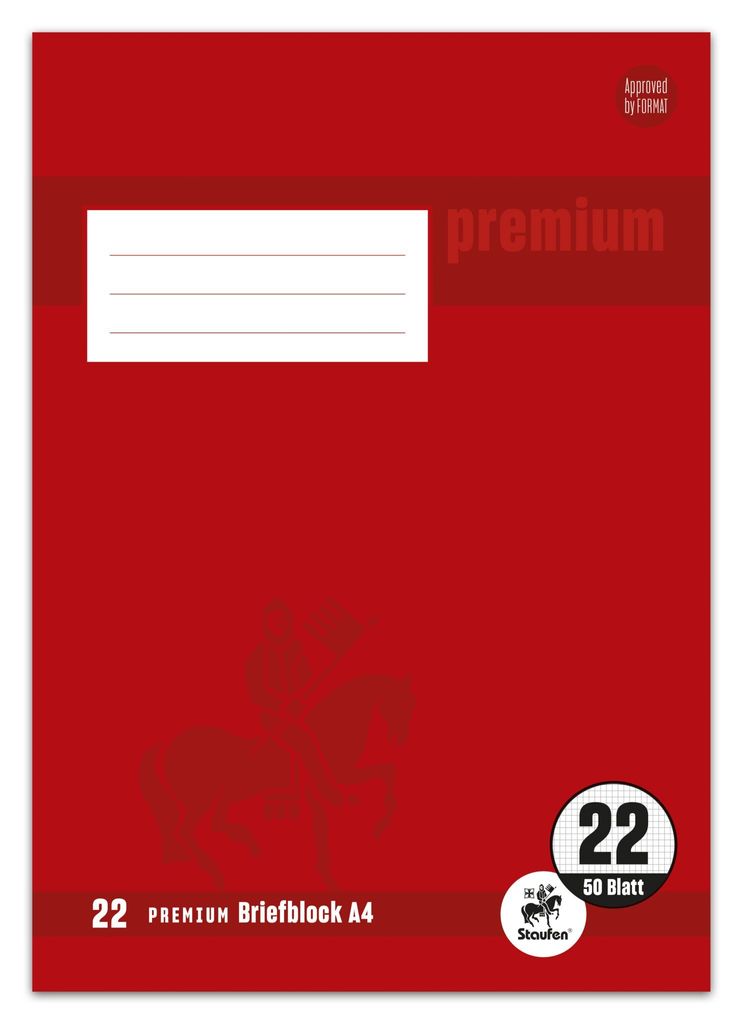 Staufen 734040242 Briefblock PREMIUM LIN 22 - A4, 90 g/qm, 50 Blatt, kariert