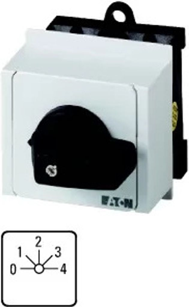 Eaton Stufenschalter, T0, 20 A, Verteilereinbau, 2 Baueinheit(en), Kontakte: 4, 45 °, rastend, mit 0-Stellung, 0-4, Abwicklungs Nr. 8242 074446