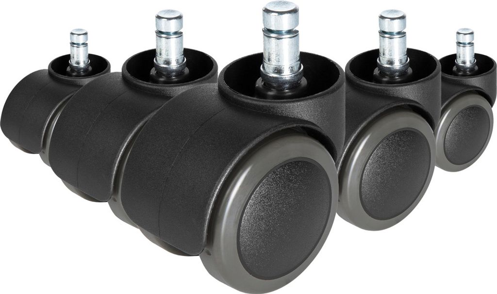 hjh OFFICE Stuhlrollen 5x ROLO FREE 10mm/50mm Ersatz Rollen Bürostuhl für Parkett, Laminat, Fliesen oder Steinboden