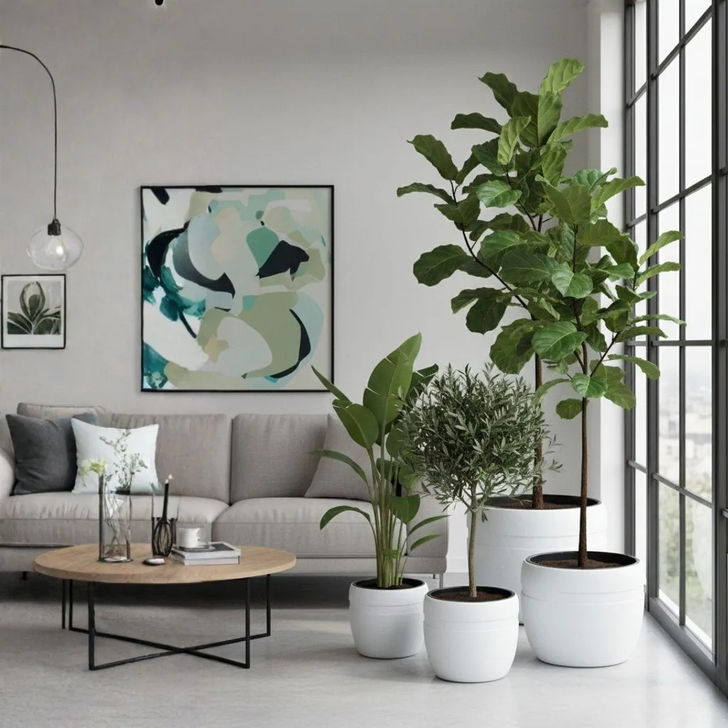 Pot de fleurs pour salon et terrasse - Grand Cache-pot blanc moderne - 2