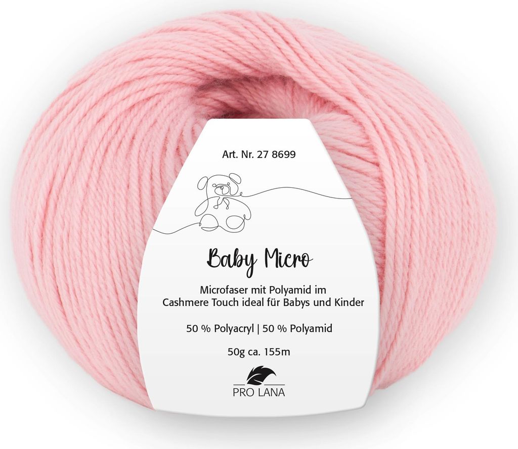 Pro Lana Baby Micro Garn super weich – 50% Polyacryl & 50% Polyamid, , ideal für Babydecken & Babykleidung 32 puder