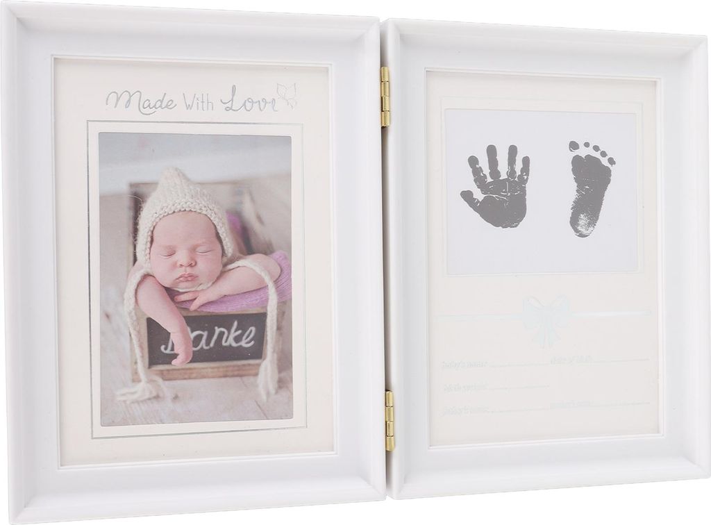 Baby Handabdruck Fußabdruck Kit Kunststoff Dichte Board Attraktive dekorative 31,5x20,7x1,7cm erweitert Baby Print Frames Neugeborenen