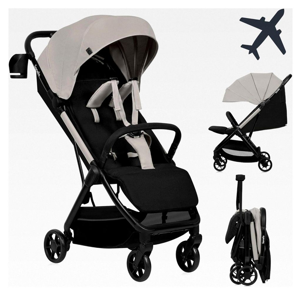 Julie Air Buggy bis zu 22 kg von 6 Monaten bis 4 Jahren, für Flugreisen, 360° Schwenkräder, Federung, Einhand-Faltmechanismus, Rückenlehnenvers...