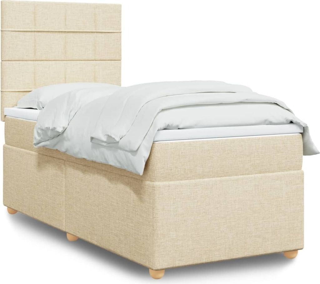 "2026 Promotion" Boxspringbett mit Matratze - Creme 90x190 cm - Stoff - Polsterbett CC15221