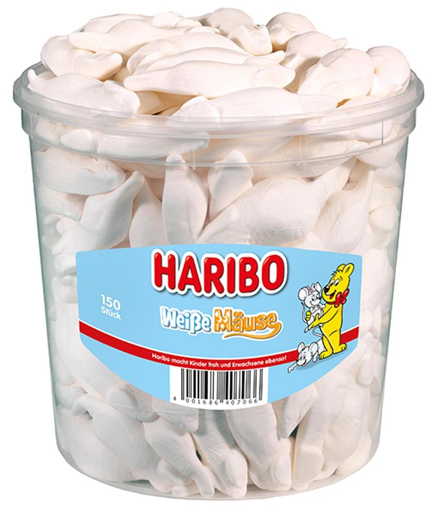 Haribo Pěnový cukr Bílé myši s příchutí šťavnatého Obrázek produktu 