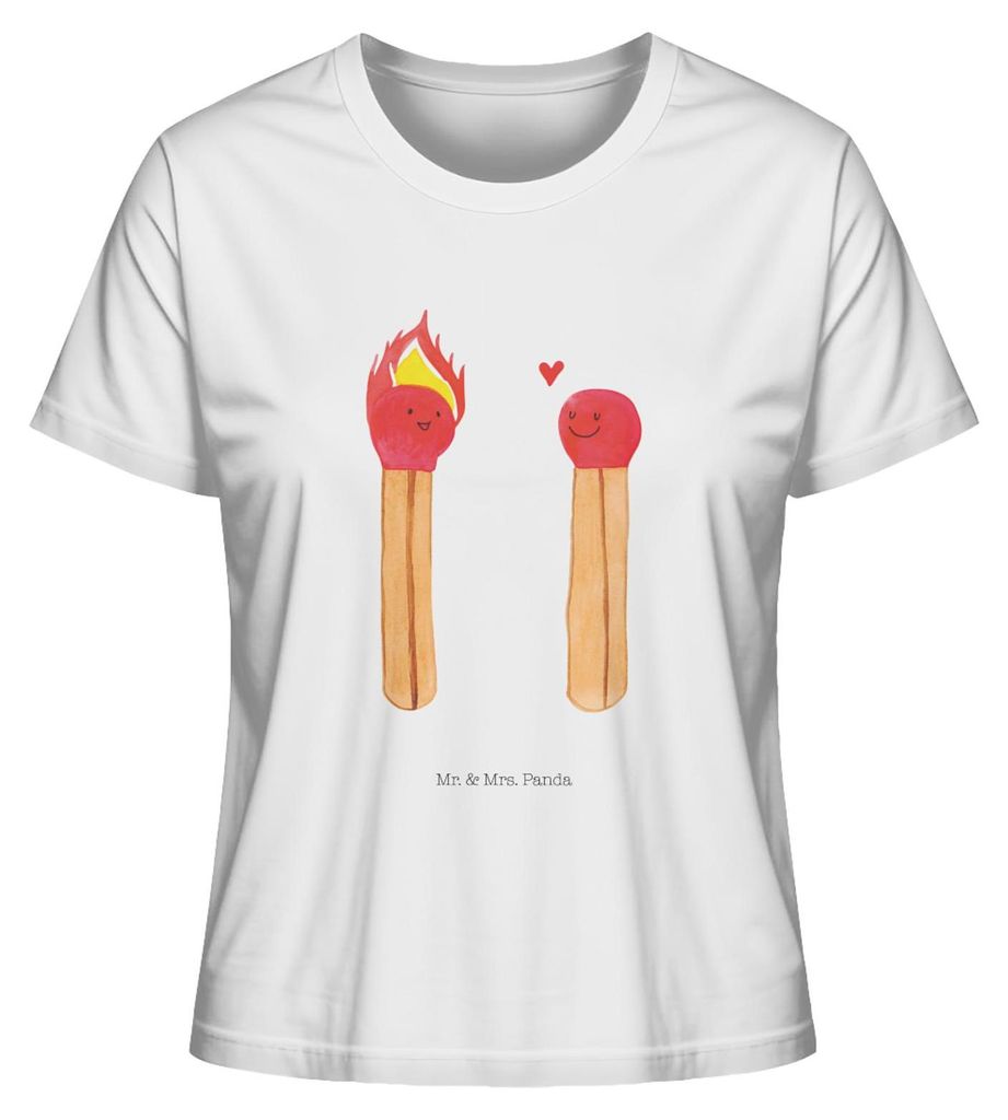 Mr. & Mrs. Panda Damen T-Shirt Streichhölzer Größe S - Weiß Produktbild 