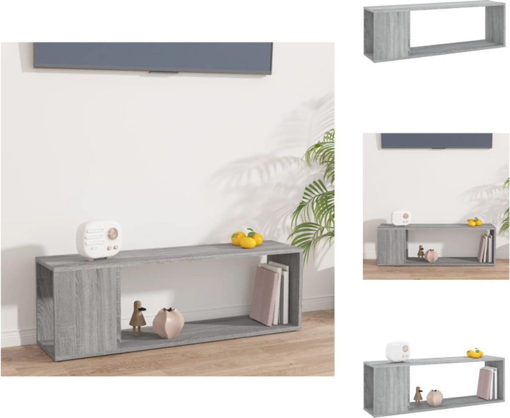 vidaXL TV-Schrank Grau Sonoma 100x24x32 cm Holzwerkstoff - TV-Möbel