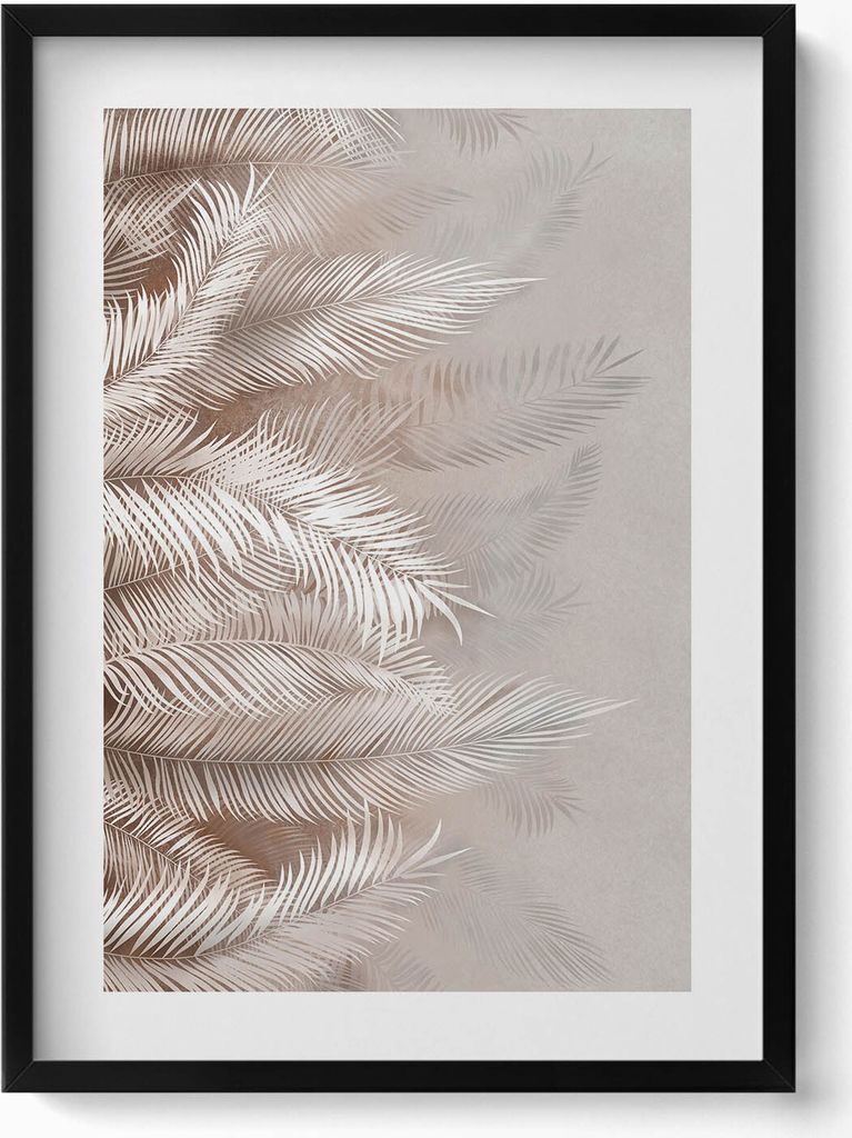 Boho rustikale Blätter– Wandbild mit Rahmen – Gerahmtes Bild – Wanddekoration – 50x70 cm – Schwarz Rahmen