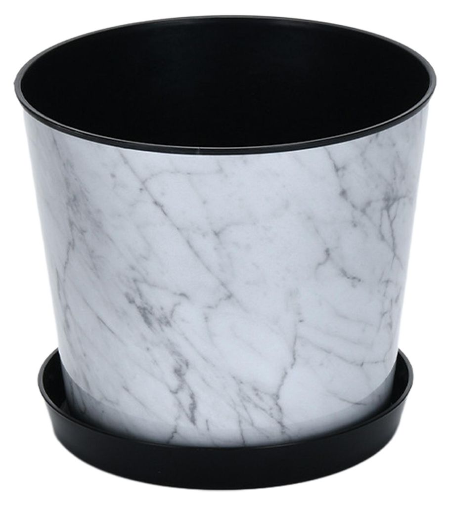 Kleiner 15 cm Pflanztopf für Zimmerpflanzen, Kunststoff-Blumentopf mit Abflussloch und Untersetzer für Orchideen, Veilchen und Kräuter