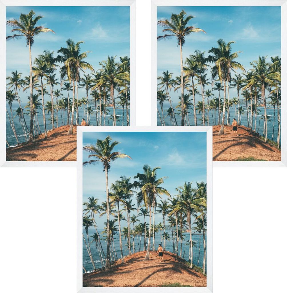 3x 30x40 cm Bilderrahmen Fotorahmen Kunststoff weiß, Plexiglas
