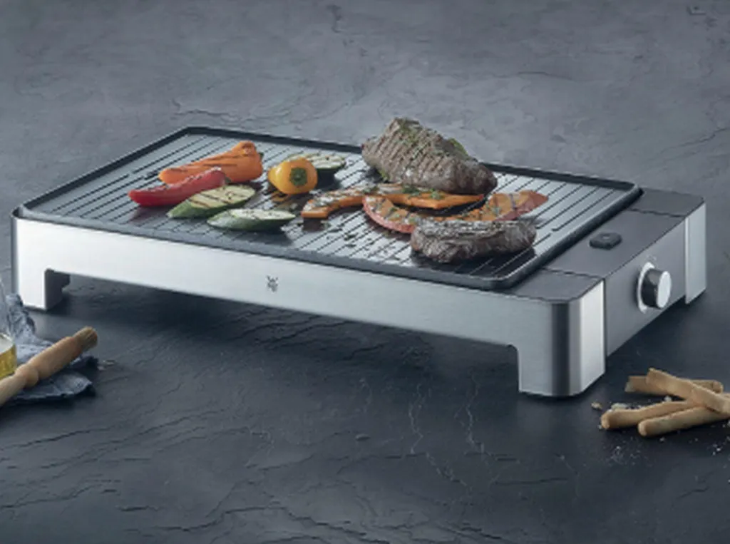 Grill Électrique WMF Lono Nervuré - Barbecue de Table Intérieur en Inox