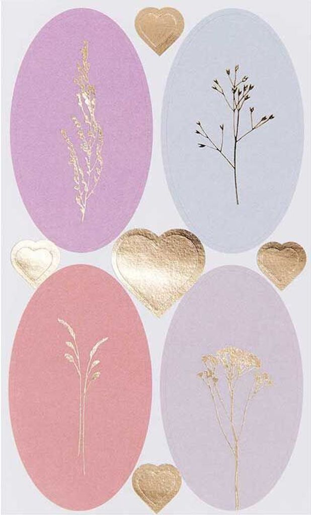 Pastellfarbene florale ovale Aufkleber - 36 Stück