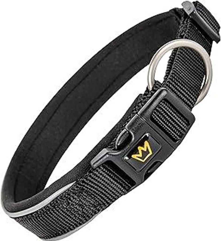 Collare per cani Paola di Rudelkönig - Collare regolabile in nylon per cani di piccola taglia - Collare riflettente per cani di piccola taglia e cuccioli, colore nero