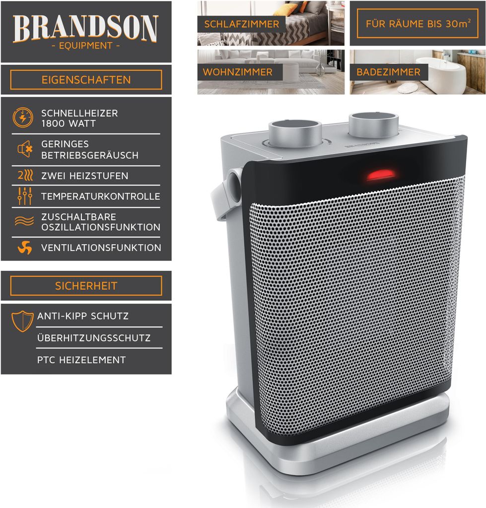Brandson Heizlüfter, Keramikheizlüfter 1800W, 2 Produktbild 6