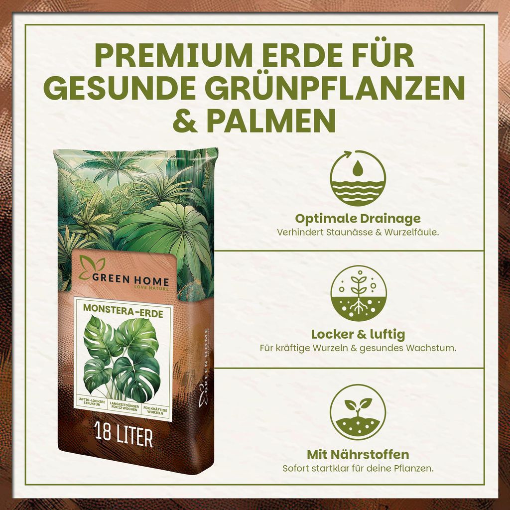 Green Home Monstera Erde 18L  Premium Substrat fr